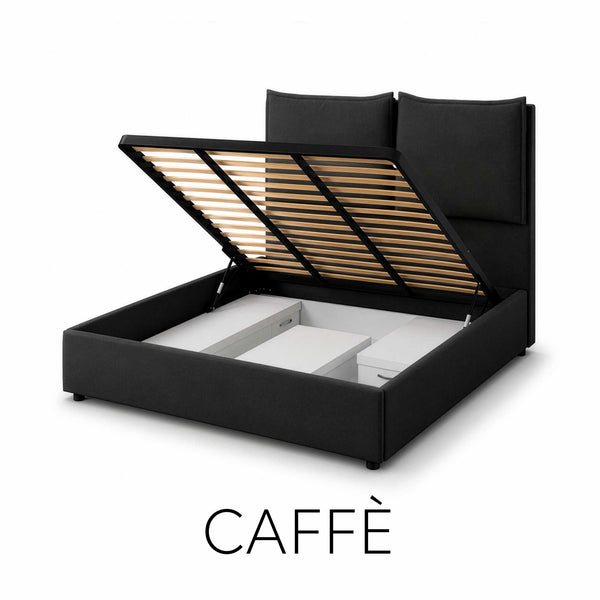 Letto contenitore matrimoniale in tessuto Licia XL