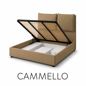 Letto contenitore matrimoniale in tessuto Licia XL