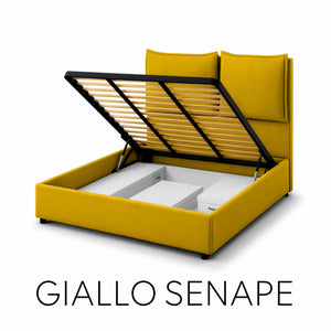 Letto contenitore matrimoniale in tessuto Licia XL