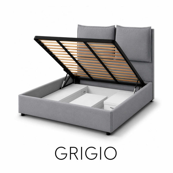 Letto contenitore matrimoniale in tessuto Licia XL