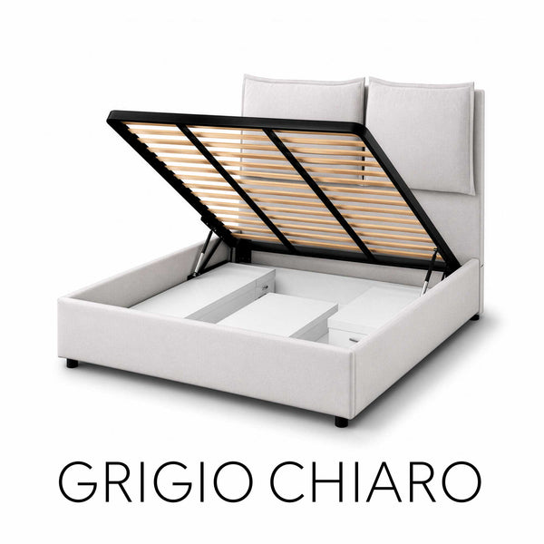 Letto contenitore matrimoniale in tessuto Licia XL