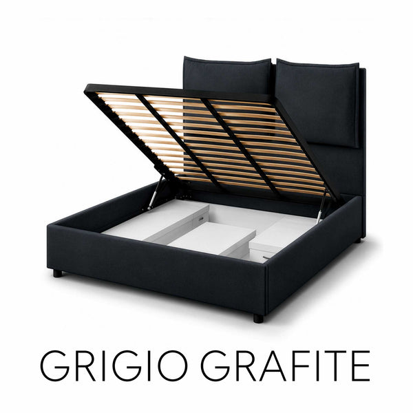 Letto contenitore matrimoniale in tessuto Licia XL