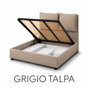 Letto contenitore matrimoniale in tessuto Licia XL