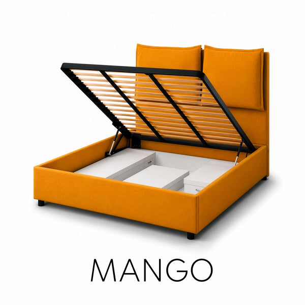 Letto contenitore matrimoniale in tessuto Licia XL