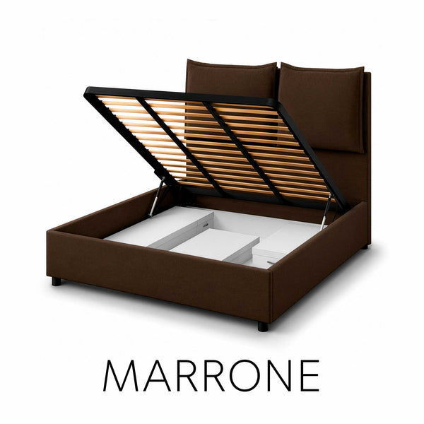 Letto contenitore matrimoniale in tessuto Licia XL