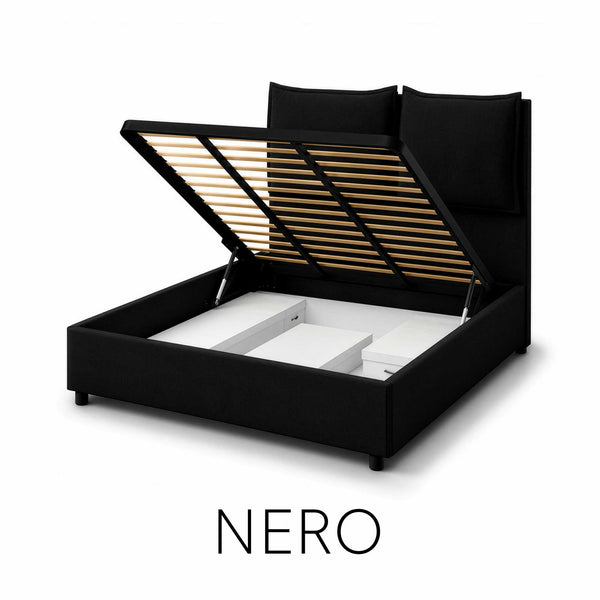Letto contenitore matrimoniale in tessuto Licia XL