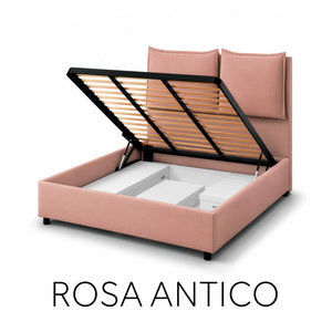 Letto contenitore matrimoniale in tessuto Licia XL