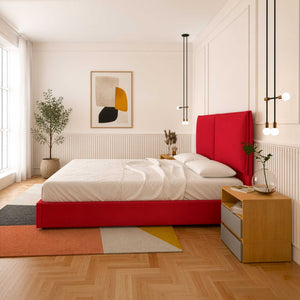 Letto contenitore matrimoniale in tessuto Licia XL