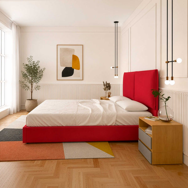 Lit coffre king size / queen size en tissu Licia XL