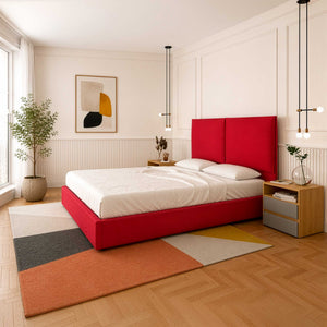 Lit coffre queen size en tissu Licia XL