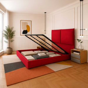 Letto contenitore matrimoniale in tessuto Licia XL
