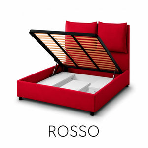 Letto contenitore matrimoniale in tessuto Licia XL