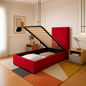 Lit coffre simple en tissu Licia XL