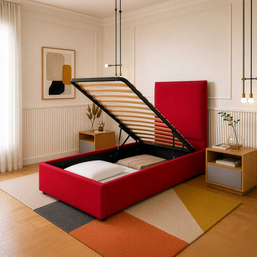 Lit coffre simple en tissu Licia XL