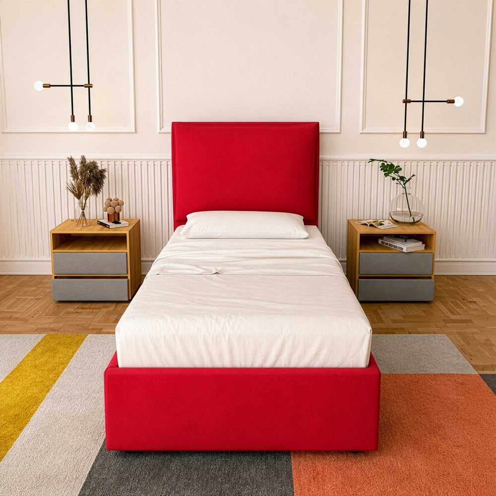 Letto contenitore singolo in tessuto Licia XL