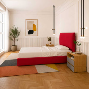 Lit coffre simple en tissu Licia XL