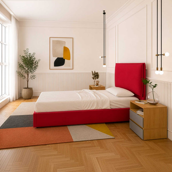 Lit coffre simple en tissu Licia XL