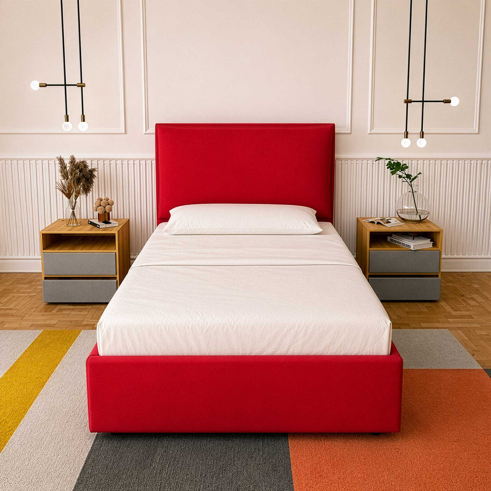 Queen size storage bed in Licia XL fabric