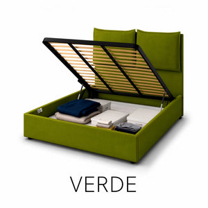 Letto contenitore matrimoniale in tessuto Licia XL