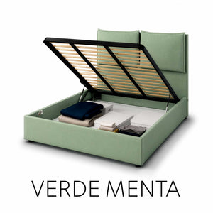 Letto contenitore matrimoniale in tessuto Licia XL