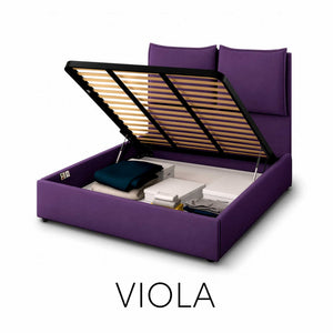 Letto contenitore matrimoniale in tessuto Licia XL