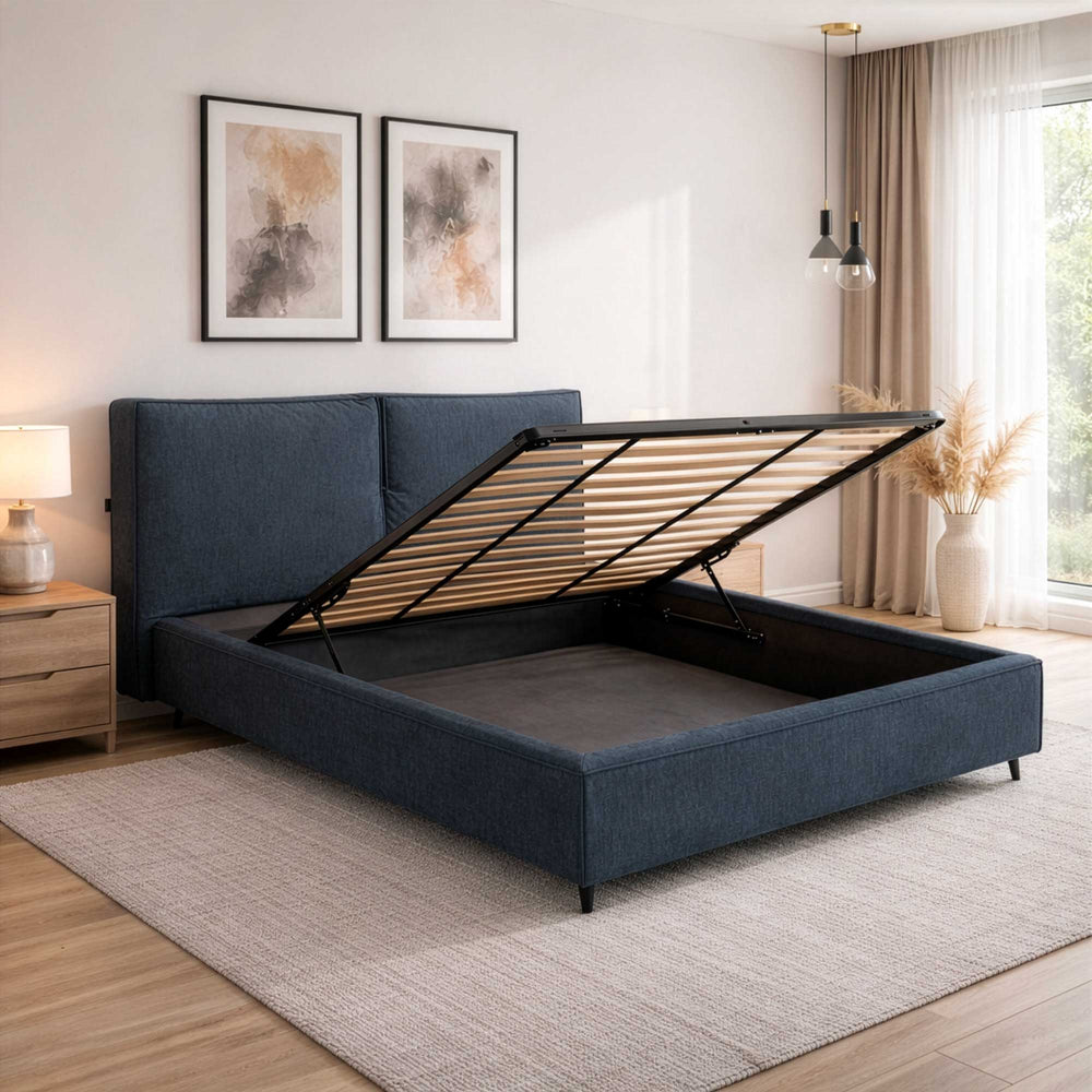 Letto contenitore in tessuto sfoderabile Malika