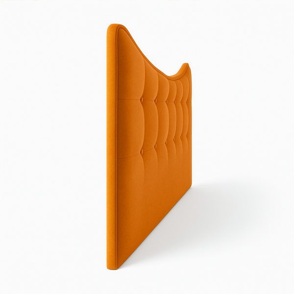 Upholstered fabric double bed headboard Moon