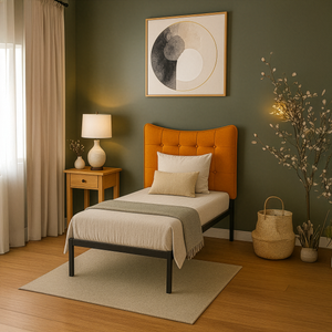 Padded single bed headboard in fabric Moon