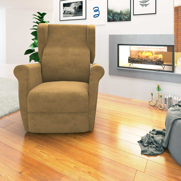 Poltrona relax reclinabile elettrica alzapersona cammello Flora Baldiflex frontale