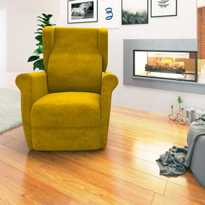 Poltrona relax reclinabile elettrica alzapersona giallo senape Flora Baldiflex frontale