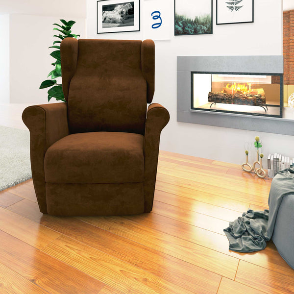 Poltrona relax reclinabile elettrica alzapersona marrone Flora Baldiflex frontale