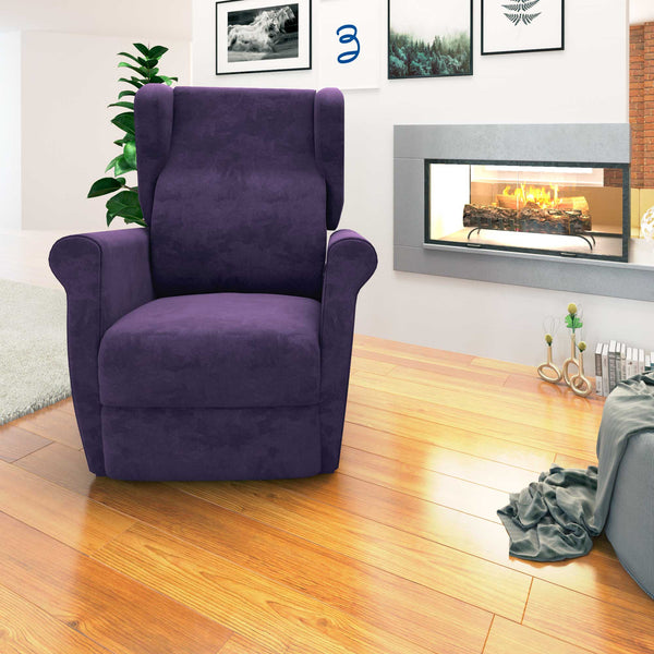 Poltrona relax reclinabile elettrica alzapersona viola Flora Baldiflex frontale