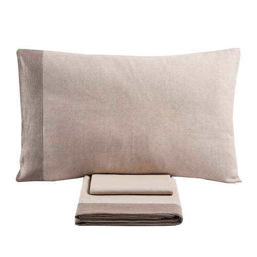 Baldiflex completo letto in puro cotone Aida con lenzuola e federe con balza crema