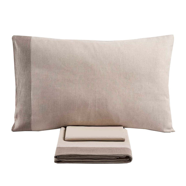 Baldiflex completo letto in puro cotone Aida con lenzuola e federe con balza crema