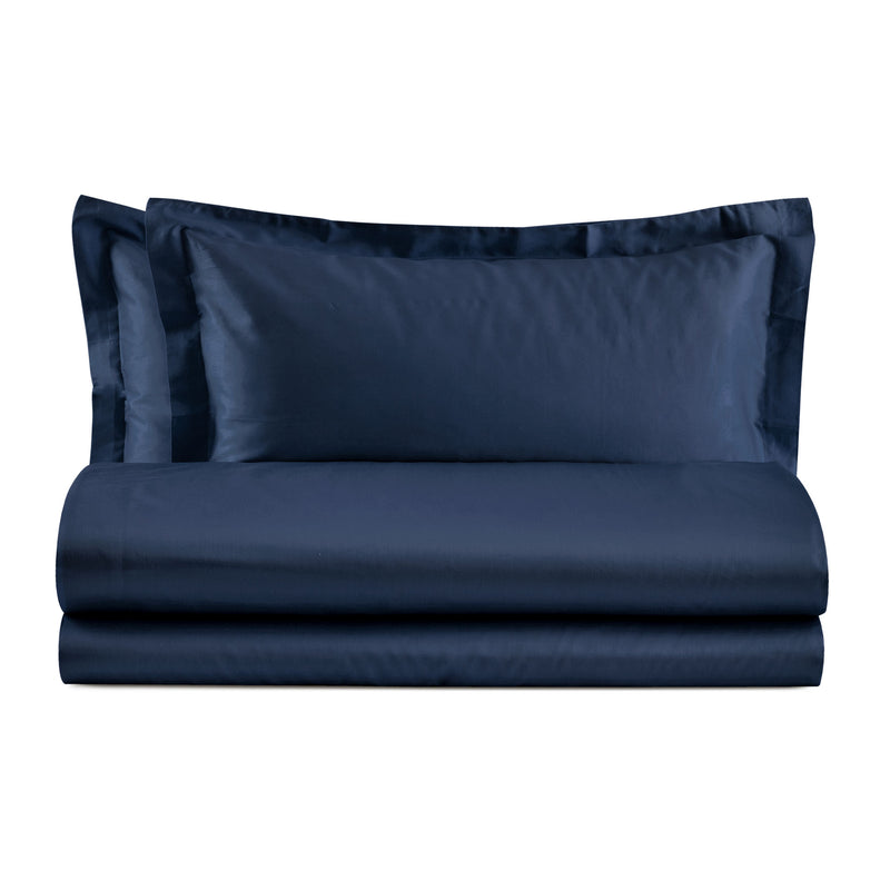 Baldiflex completo letto in puro cotone Madeira con lenzuola e federe blu