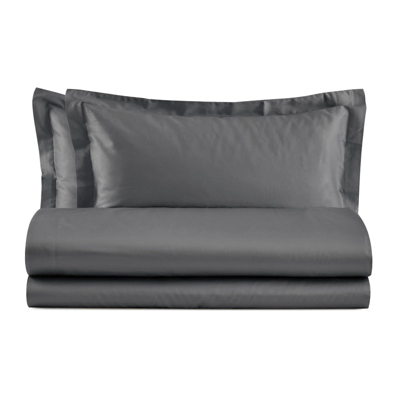 Baldiflex completo letto in puro cotone Madeira con lenzuola e federe grigio scuro