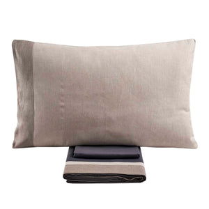 Baldiflex completo letto in puro cotone Aida con lenzuola e federe con balza grigio scuro