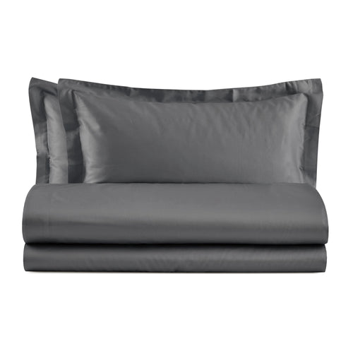 Baldiflex completo letto in raso con lenzuola e federe grigio scuro