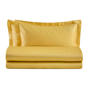 Baldiflex completo letto in raso con lenzuola e federe senape