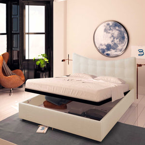 Baldiflex letto contenitore king size in ecopelle Moon bianco