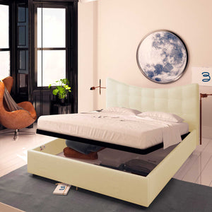 Baldiflex letto contenitore king size in ecopelle Moon crema