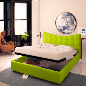 Baldiflex letto contenitore king size in ecopelle Moon verde mela