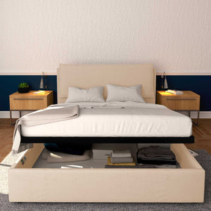 Baldiflex letto contenitore king size in ecopelle sfoderabile Giuliano bianco