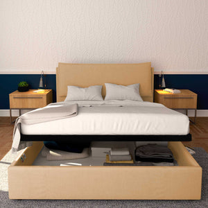 Baldiflex letto contenitore king size in ecopelle sfoderabile Giuliano beige