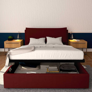 Baldiflex letto contenitore king size in ecopelle sfoderabile Giuliano bordeaux