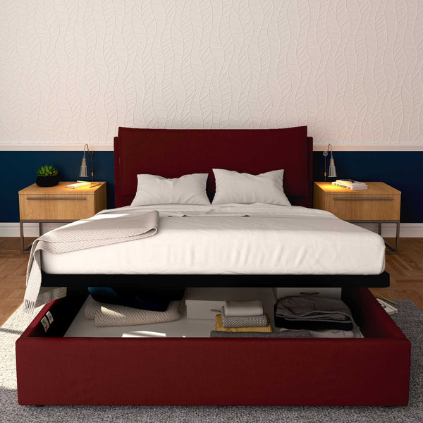 Baldiflex letto contenitore king size in ecopelle sfoderabile Giuliano bordeaux