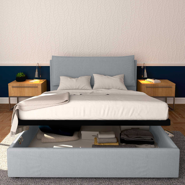 Baldiflex letto contenitore king size in ecopelle sfoderabile Giuliano grigio chiaro