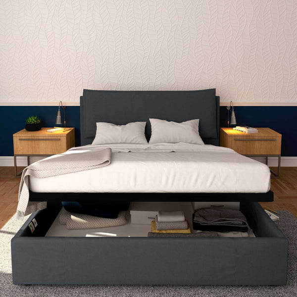 Baldiflex letto contenitore king size in ecopelle sfoderabile Giuliano grigio scuro