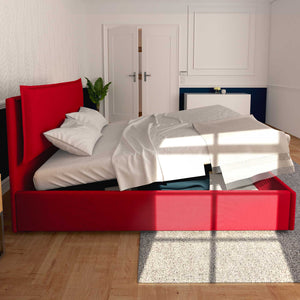 Baldiflex letto contenitore king size in ecopelle sfoderabile Giuliano rosso