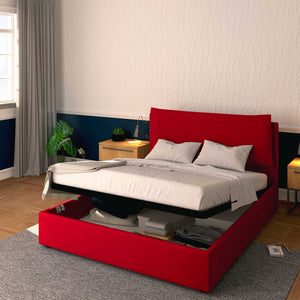 Baldiflex letto contenitore king size in ecopelle sfoderabile Giuliano rosso